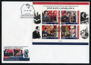 CENTRAL AFRICA  2022 80th MEMORIAL ANNIVERSARY OF JOSE RAUL CAPABLANCA SHEET FDC