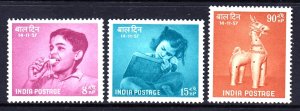 India 1957 Children's Day Complete Mint MH Set SG 389-391