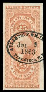 MOMEN: US STAMPS #R46a REVENUE HANDSTAMP XF