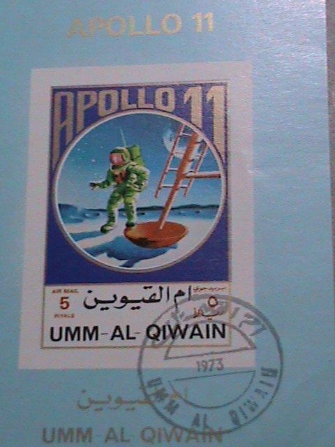 UMM AL QIWAIN AIRMAIL STAMP: 1973   FIRST MAN ON THE MOON APOLLO 11- CTO MNH S/S