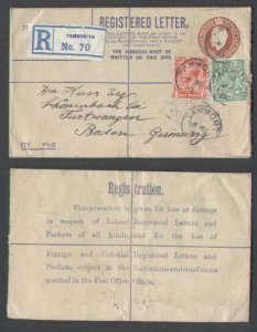 GB-#4317-cover- reg'd letter to Germany-Tamworth-4 Oc 1920-