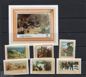 ALBANIA 1969 ALBANIAN PAINTINGS SET OF 6 STAMPS & S/S MNH