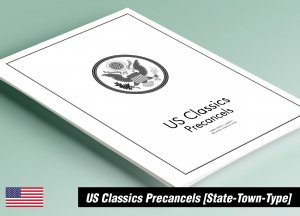 PRINTED US STATES CLASSICS [TOWN-TYPE] PRECANCELS STAMP ALBUM PAGES (275 pages)