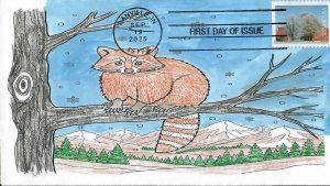 6040 - FDC - 78c Red Barn - Racoon Hand Painted Wally Jr Cachet - Killbar