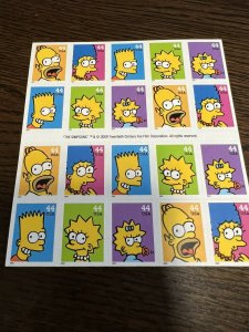 US SCOTT 4399 - 4403b PANE OF 20 SIMPSONS STAMPS 44 CENTS FACE MNH 2009