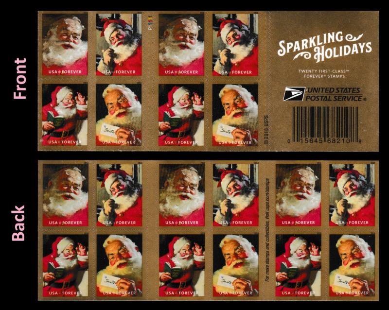 US 5332-5335 5335b Sparkling Holidays Santa F booklet 20 MNH 2018