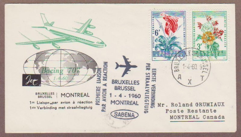 Belgium FFC - Brussels / Montreal Canada - 4/1/60 - I Combine S/H