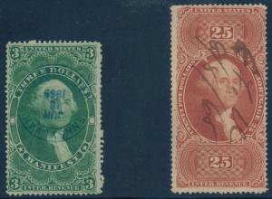 #R86c & #R100c (2) DIFFERENT REVENUE USED STAMPS CV $305.00 BQ9890