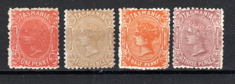 Australia - Tasmania 1880-91 TB Values 4d Sg 160a, 162c, 163 and 165MH-
