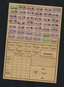 1941 Germany Berlin Police Man Insurance Registration CArd with Revenue Stamps