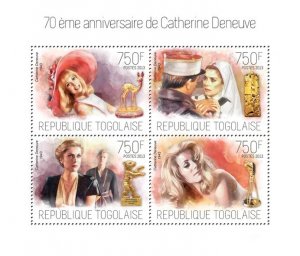 TOGO - 2013 - Catherine Deneuve - Perf 4v Sheet - Mint Never Hinged