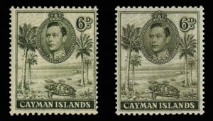 Cayman Islands #107a (SG 122,122b) Cat£18, 1938-43 6p olive green and 6p bro...