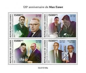 Guinea Chess Stamps 2021 MNH Max Euwe Games Sports People 4v M/S