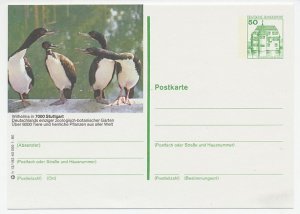 Postal stationery Germany 1980 Bird - Cormorant - Zoo Wilhelma Stuttgart