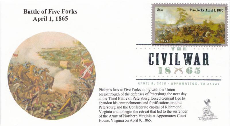 Civil War/Five Forks First Day Cover, w/ DCP cancel, #2 of 2