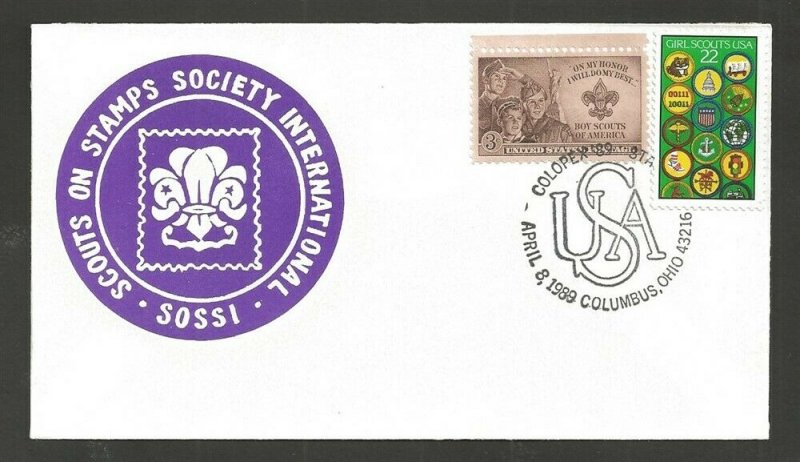 1989 US Columbus Ohio COLOPEX USA slogan cancel SOSSI