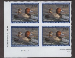 RW89 - Federal Duck Stamp. Plate Numbered Block Of 4.    #02 RW89PB4BL