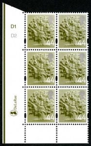 SGEN11b England 44p white borders cyl D1D2 no dot block HEAD TYPE 1 U/M