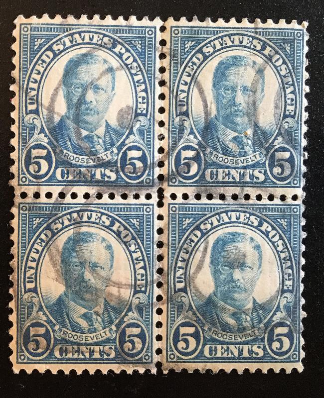 637 1922 Americans Series, 11x10.5 perf., Circ. block, Vic's Stamp Stash