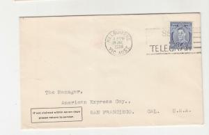 AUSTRALIA, 1938 cover, KGVI 3d. Blue, Melbourne to USA.