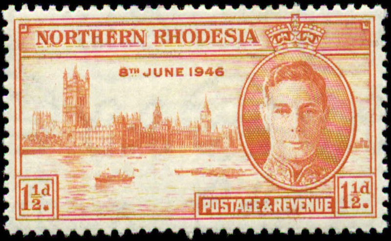 Northern Rhodesia Scott #46a SG #46a Mint Hinged   Perf 13 1/2  Peace Issue