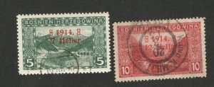 BOSNIA - AUSTRIA - USED SET -OVERPRINT - NICE POSTMARK -1914.