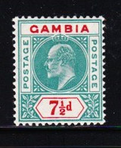 Album Treasures Gambia Scott # 54 7 1/2p Edward VII Mint Hinged