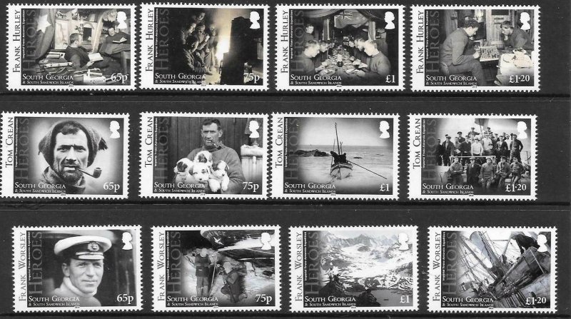 S.GEORGIA&S.SANDWICH SG619/30 2014 HEROES OF THE TRAN-ANTARCTIC EXEDITION MNH 