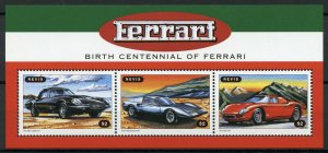 Nevis Cars Stamps 1998 MNH Ferrari 365 California Pininfarina Auto Racing 3v M/S 