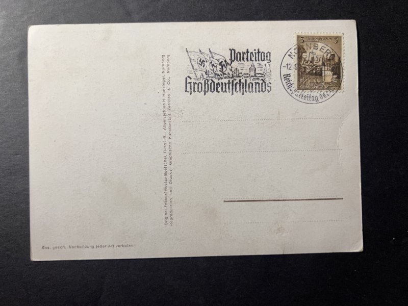 1936 Nazi Germany Postcard Cover Nuremburg No Address Hitler Swatstika