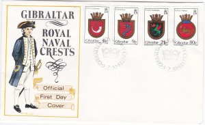 Gibraltar # 474-477, Royal Navy Crests, First Day Cover