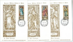 63707 - SMOM - POSTAL HISTORY: Set of 3 MAXIMUM CARD 1974 - RELIGION-