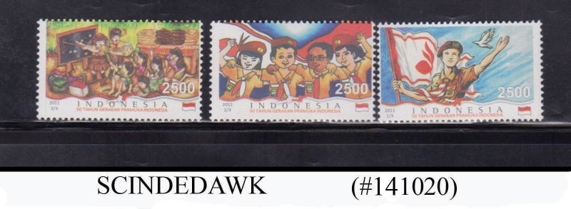 INDONESIA - 2011 50th ANNIV. OF INDONESIAN SCOUT MOVEMENT - 3V MNH