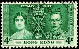 HONG KONG SG137, 4c green, FINE USED.