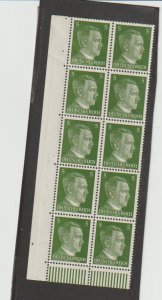 Germany Scott # 509 Block of 10 WWII Reich Hitler 5PF From Sheet MNH