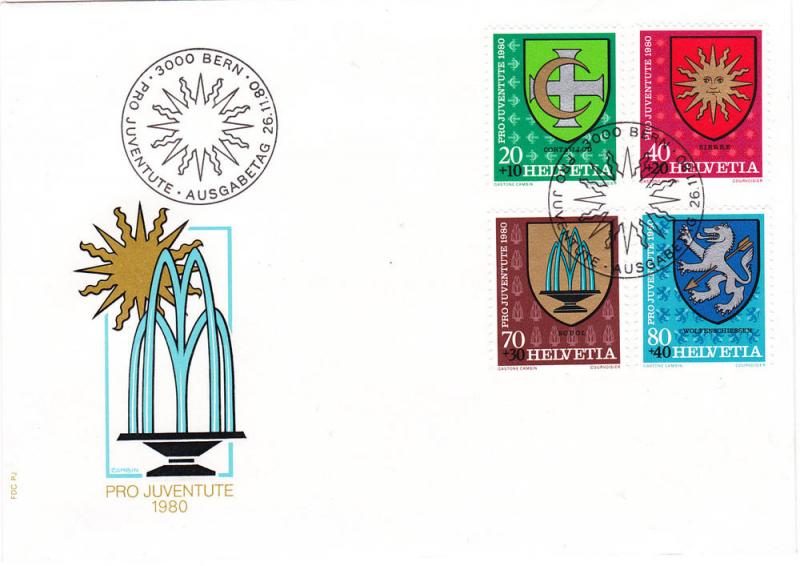 Switzerland B475-B478 Set FDC Coats of Arms (E)