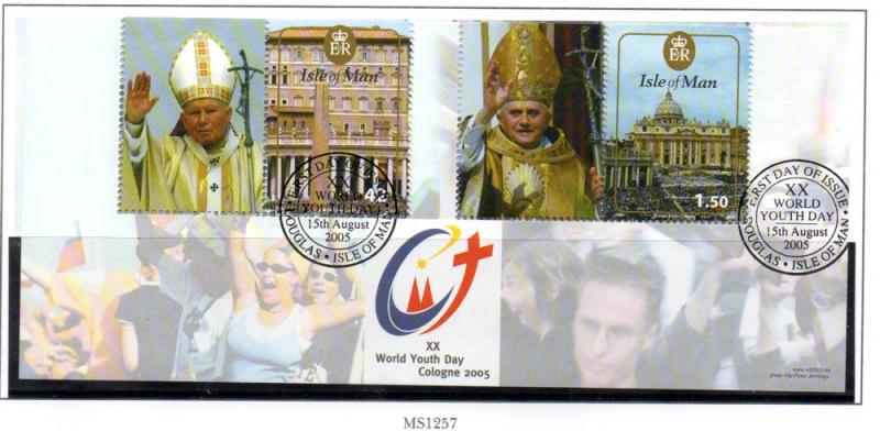 Isle of Man  Sc 1120 2005 Youth Pope  stamp sheet used