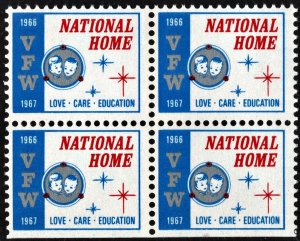 VFW National Home Block of Four (1966-67) MNH