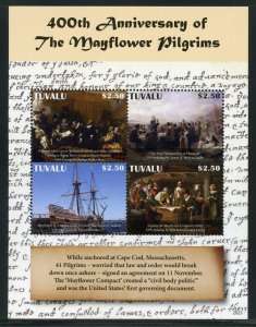 TUVALU 2020 400th ANNIVERSARY OF THE MAYFLOWER PILGRIMS SHEET MINT NH