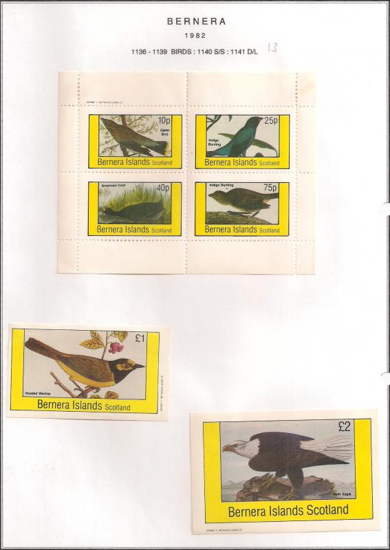 SCOTLAND - BERNERA - 1982 - Birds (13) - 4v Perf, Min, D/L Sheets - MLH