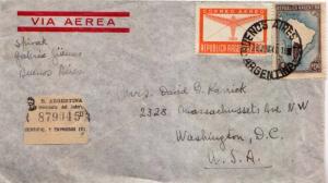 Argentina 5c San Martin and 1P Plane and Letter 1947 Buenos Aires, Argentina ...