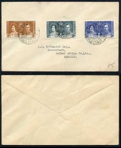 Gold Coast 1937 Coronation on a Cover