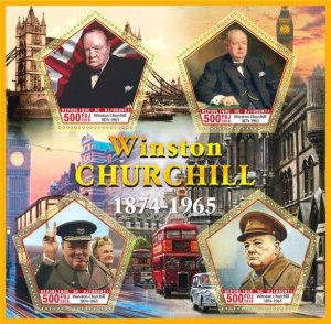 Stamps. Famous people.  Winston Churchill 2018 1+1 sheets perforated