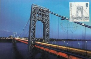 JERSEY - 350th ANN of NEW JERSEY- GEORGE WASHINGTON BRIDGE - SUPERB MAXIMUM CARD