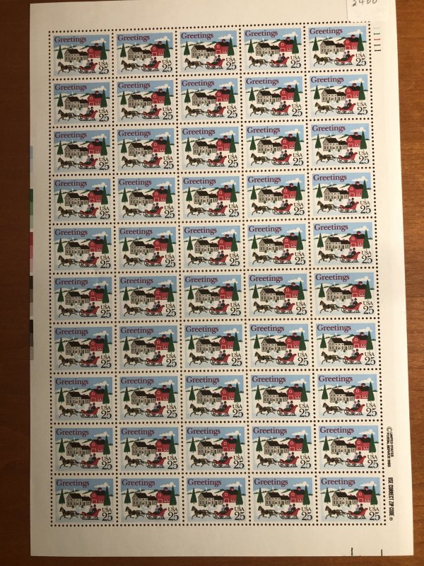 US #2400 Sheet of 50 MNH - One-horse Open Sleigh