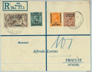 BK0232 - BRITISH Morocco - POSTAL HISTORY - Registered COVER: FEZ  to ITALY 1931