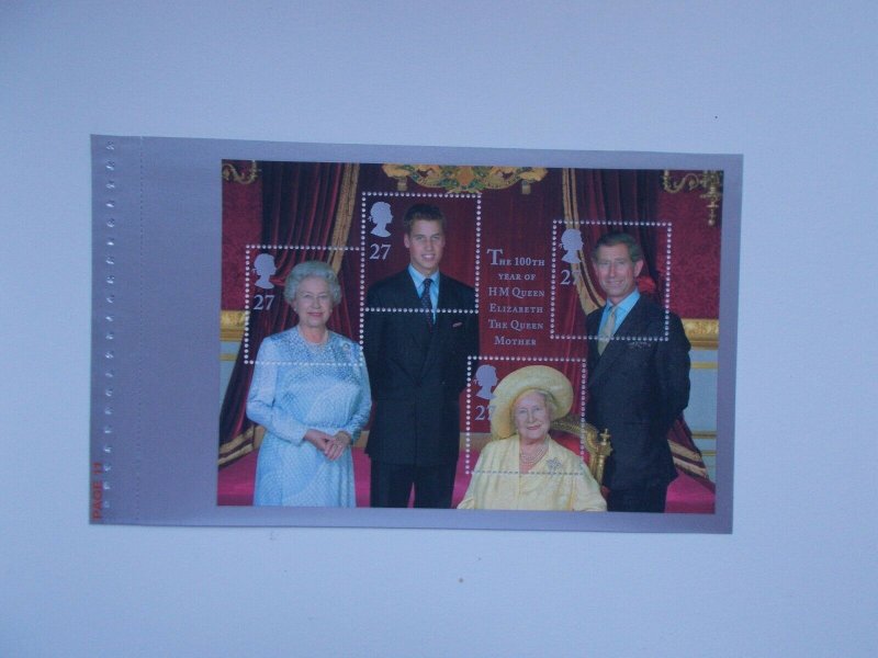 2000 SG MS2161a Queen Mother M/S Prestige Booklet Pane Life of the Century DX25