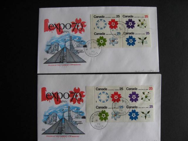 Canada expo 70 blocks 511a and 511b on 2 FDCs 