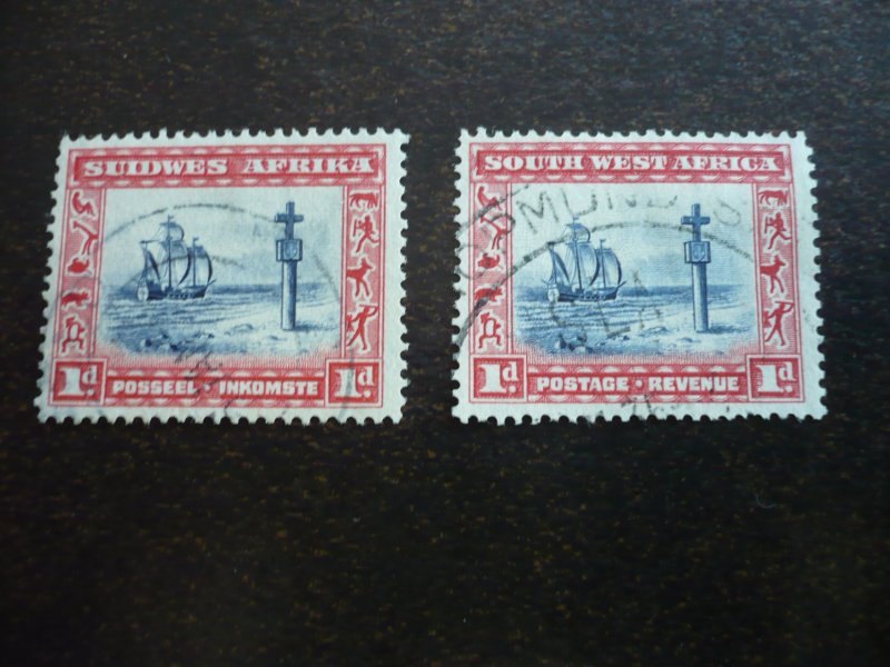 Stamps - South West Africa - Scott# 109a, 109b - Used Pair of Stamps