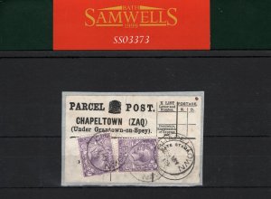 GB SCOTLAND Parcel Post Label *CHAPELTOWN* CDS Grantown-on-Spey 1918 SS3373 